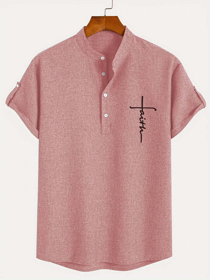 Lacy – Elegant short-sleeved shirt with stand-up collar