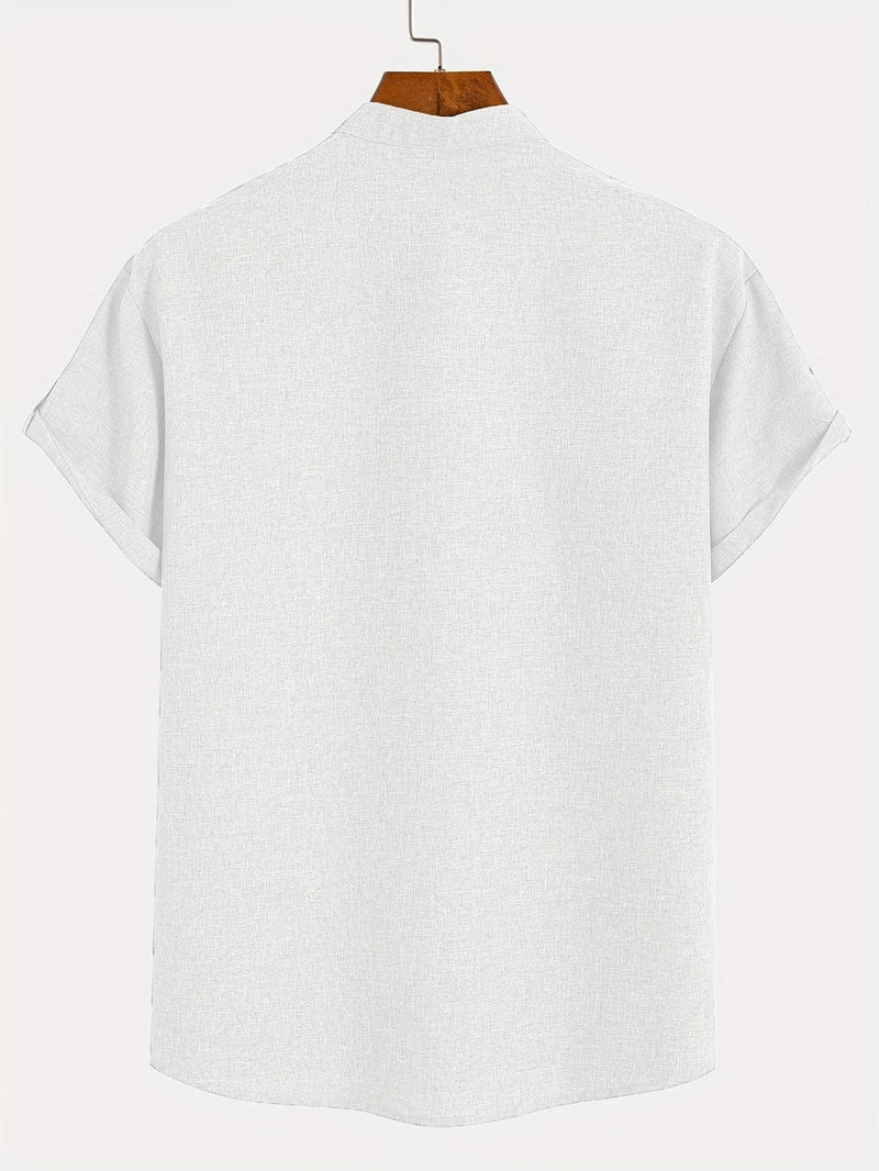 Lacy – Elegant short-sleeved shirt with stand-up collar