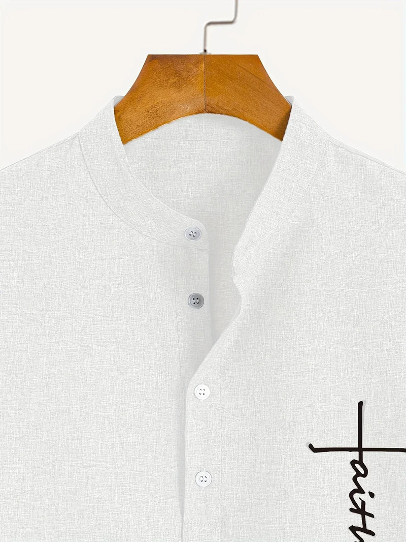 Lacy – Elegant short-sleeved shirt with stand-up collar