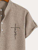 Lacy – Elegant short-sleeved shirt with stand-up collar