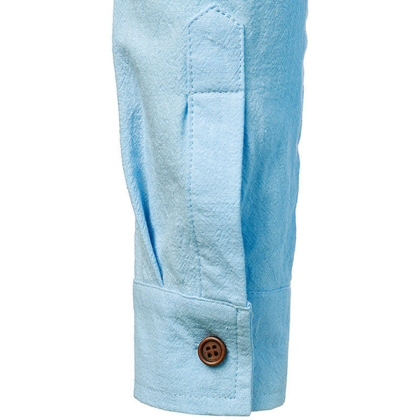 Men's Vintage Linen Shirt with Long Sleeves