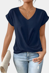 Valeria - Camisa decote em V com detalhes em renda