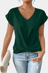 Valeria - Camisa decote em V com detalhes em renda