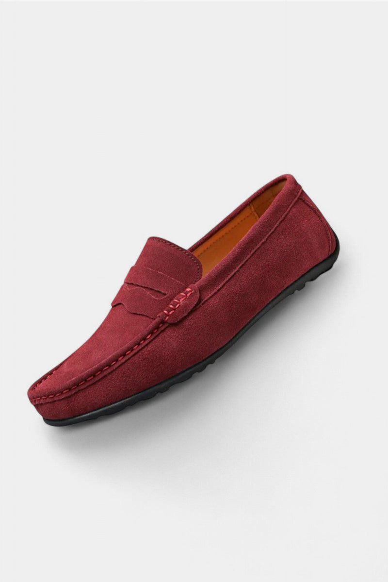 Mocassins masculinos de camurça retrô