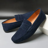 Mocassins masculinos de camurça retrô